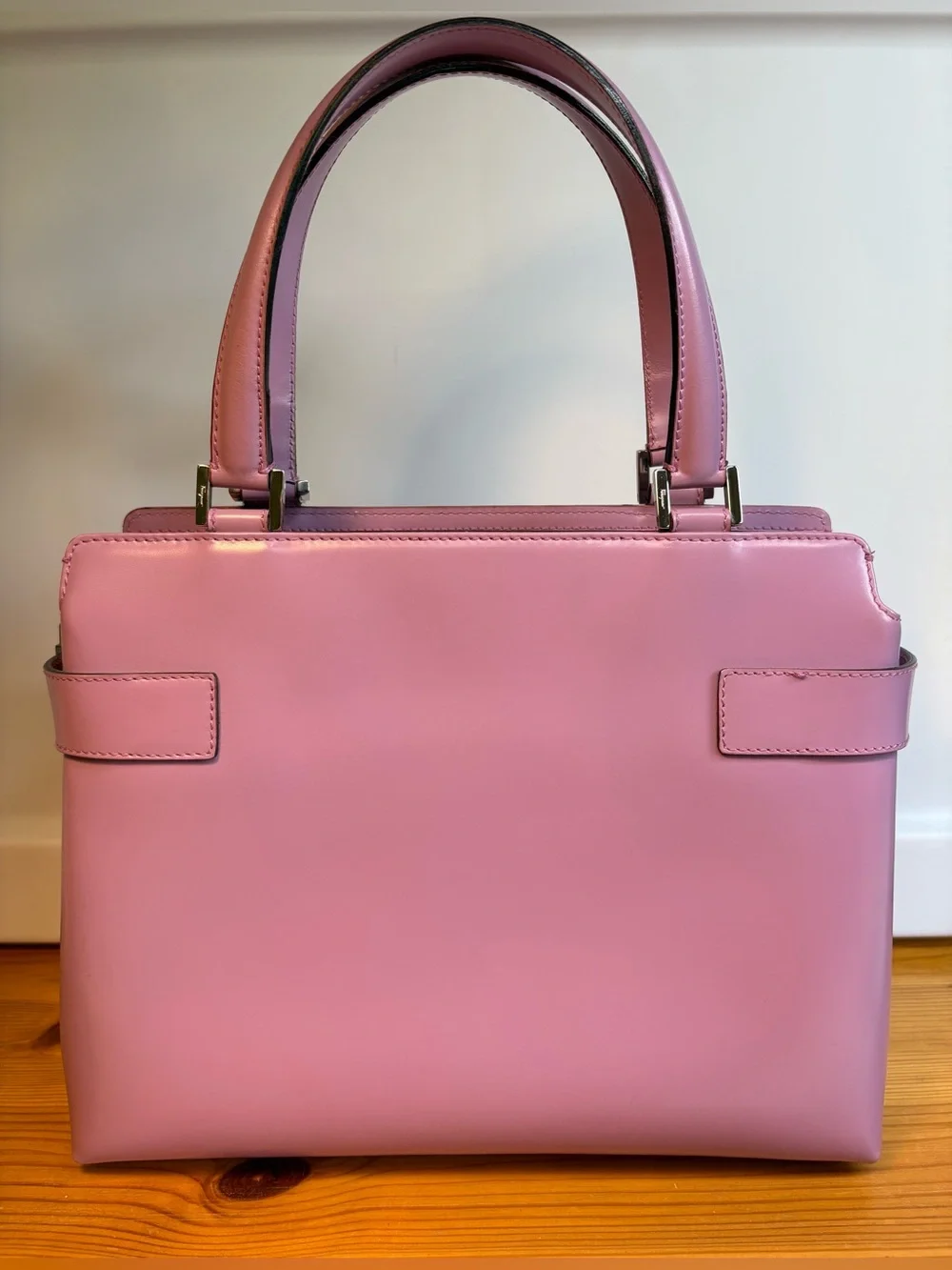 FERRAGAMO VINTAGE Y2K Women's Pink/Lavender Leather Top-Handle Handbag w/ strap